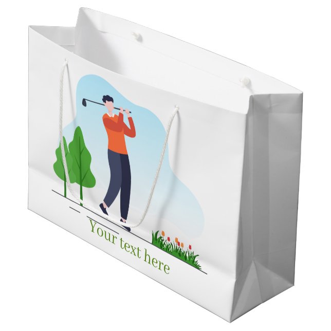 cute golfing party add text  large gift bag (Front Angled)