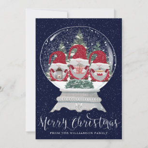 Cute Gomes in a Snow Globe Christmas Card