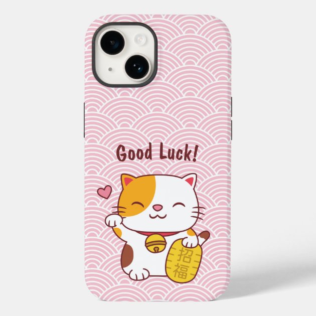 Cute Good Luck Cat Japanese Maneki Neko Pink Case Mate iPhone Case