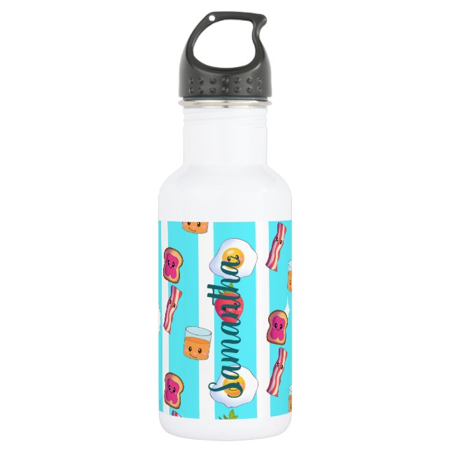 Cute Good Morning Delicious Breakfast  Stainless Steel Water Bottle (Front)