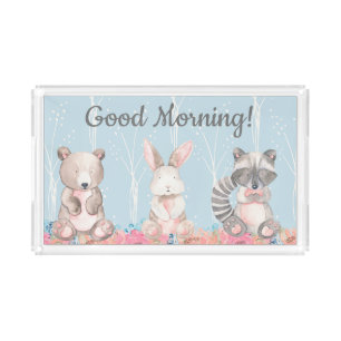 Cute Good Morning Forest Animals Acrylic Tray