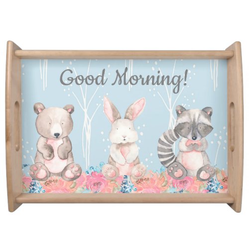 Cute Good Morning Forest Animals Serving Tray