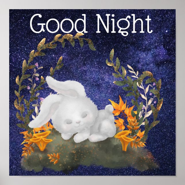 Cute Good Night wishes cat sleeping poster (Front)