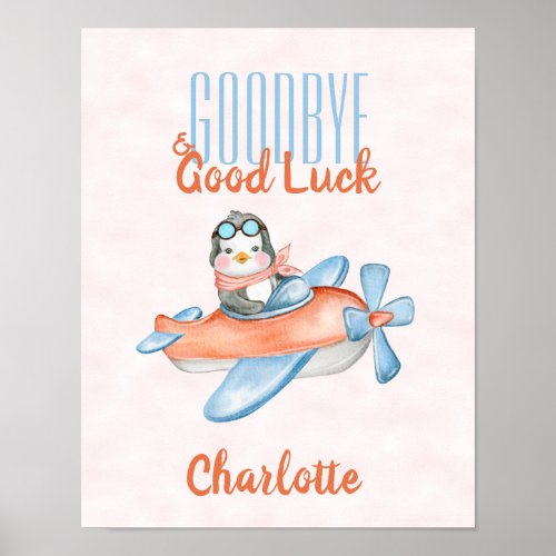 Cute Goodbye and Good Luck Penguin  Poster