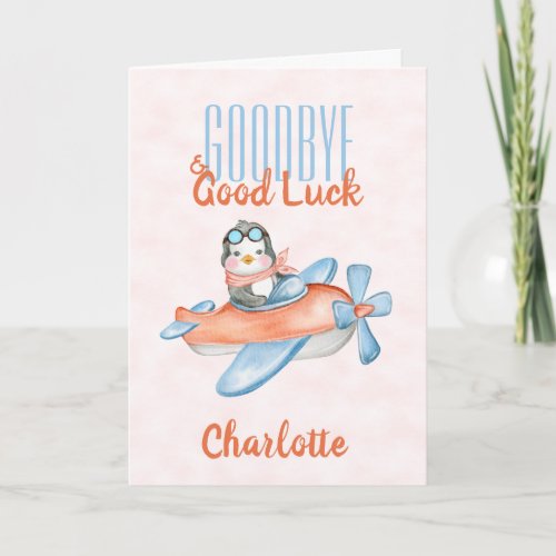 Cute Goodbye and Good Luck Watercolor Card