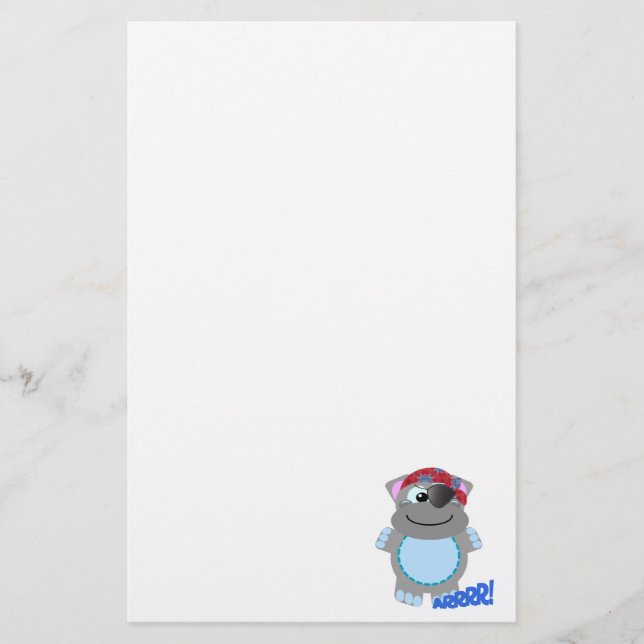 Cute Goofkins hippo pirate Stationery (Front)