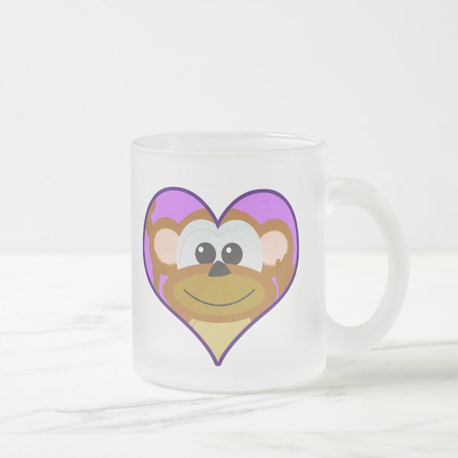 Cute Goofkins monkey heart Frosted Glass Coffee Mug (Right)