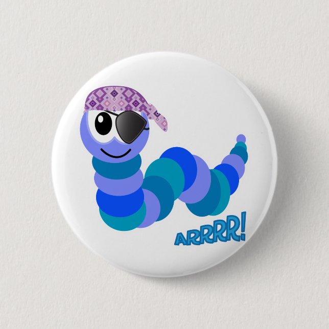 Cute Goofkins pirate caterpillar Pinback Button (Front)