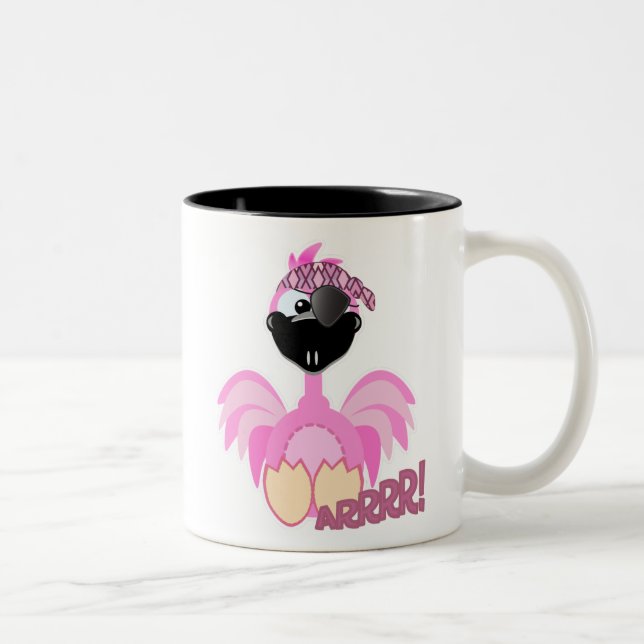 Cute Goofkins pirate flamingo Two-Tone Coffee Mug (Right)
