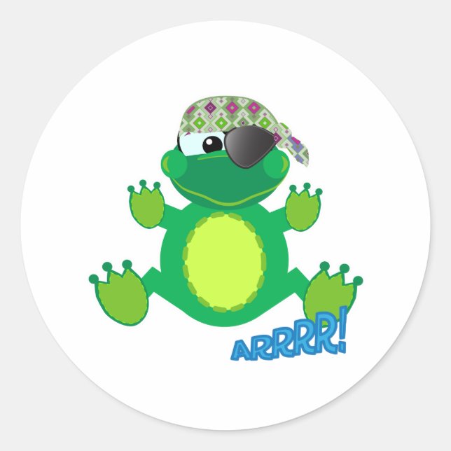 Cute Goofkins pirate froggy Classic Round Sticker (Front)
