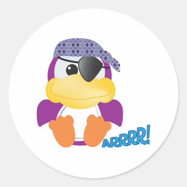 Cute Goofkins  purple pirate ducky Classic Round Sticker (Front)