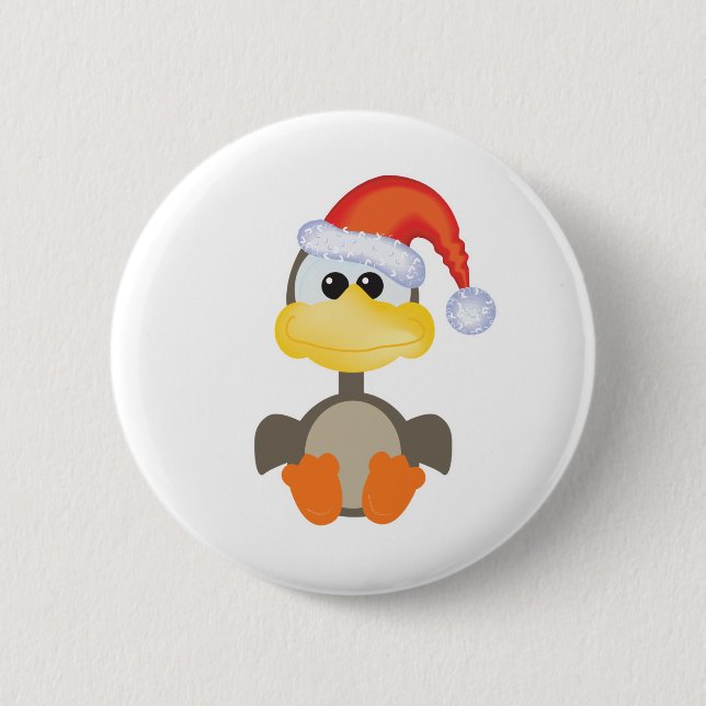 Cute Goofkins Xmas goose santa Pinback Button (Front)