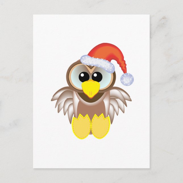 Cute Goofkins Xmas owl santa Holiday Postcard (Front)