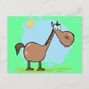 Cute Goofy Brown Cartoon Horse Postcard