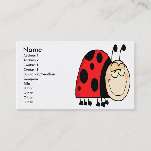 cute goofy cartoon grinning little ladybug business card