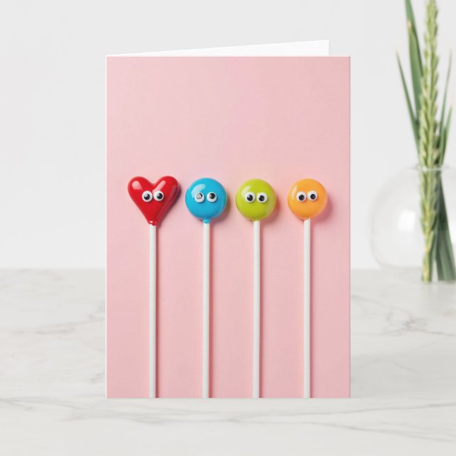 Cute Googly Eye Lollipops Card (Front)