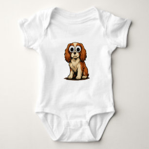 Cute Googly-Eye Puppy Illustration Baby Bodysuit