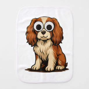 Cute Googly-Eye Puppy Illustration Baby Burp Cloth