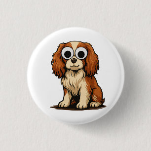 Cute Googly-Eye Puppy Illustration Button