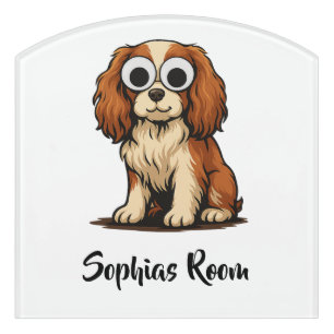 Cute Googly-Eye Puppy Illustration Door Sign