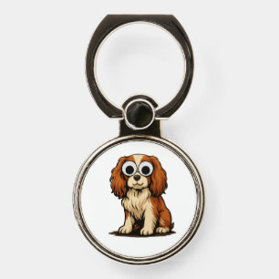 Cute Googly-Eye Puppy Illustration Phone Ring Stand