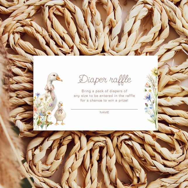 Cute Goose Boho Baby Shower Diaper Raffle Tickets Enclosure Card (Creator Uploaded)