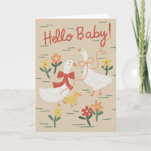 Cute Goose Family New Baby Greeting Card
