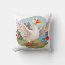 Cute Goose Farm Nursery Throw Pillow