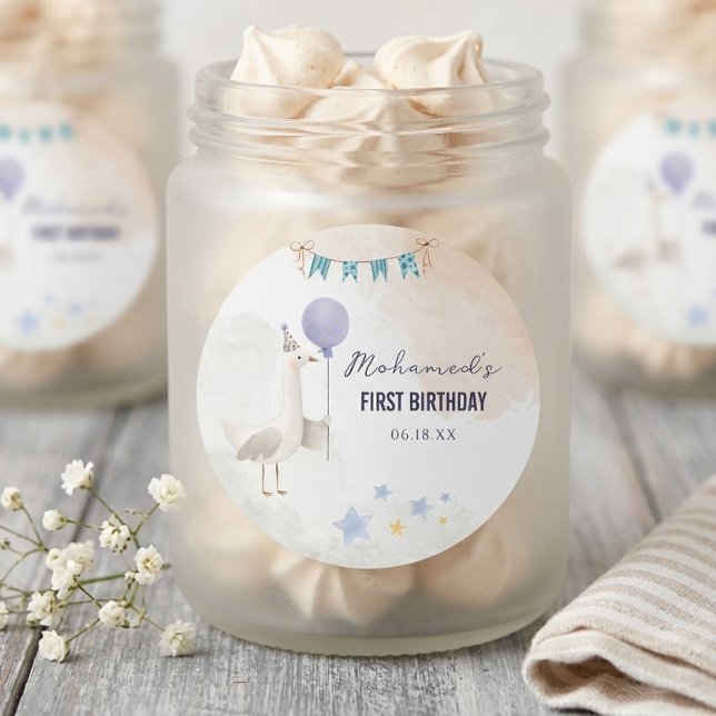 Cute Goose First Birthday Sticker Personalized (Creator Uploaded)