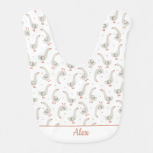 Cute goose flower monogram name Baby Bib