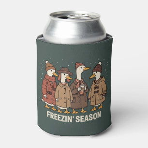 Cute Goose Freezin' Season Winter Cozy Fall Duck Can Cooler