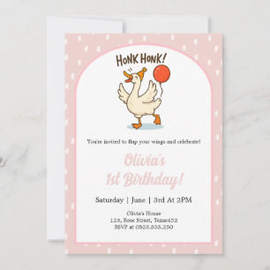 Cute Goose girls 1st Birthday Party Invitation