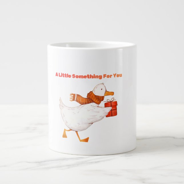 Cute Goose Holding Gift Christmas Coffee Mug (Front)