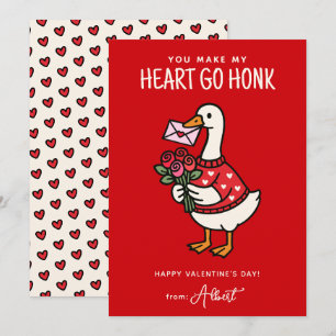 Cute Goose Kids Classroom Valentines Day Note Card