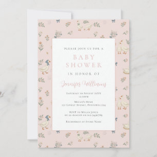 Cute Goose Pink Baby Shower Invitation