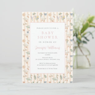 Cute Goose Stripe Baby Shower Invitation