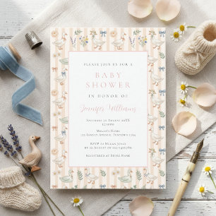 Cute Goose Stripe Baby Shower Invitation