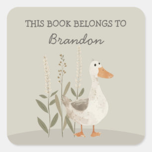 Cute Goose "This Book Belongs To" Property Sticker