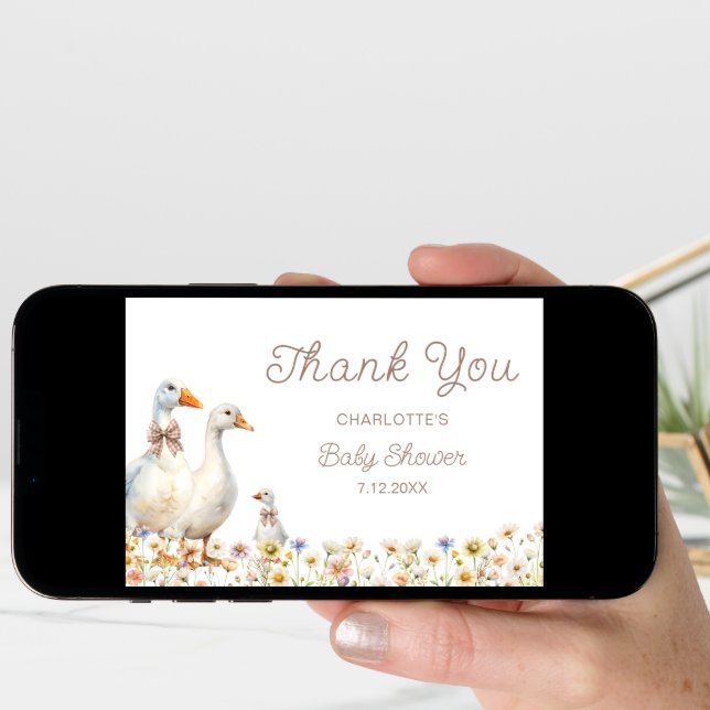 Cute Goose Wildflower  Baby Shower Thank You  Card (Front Digital)