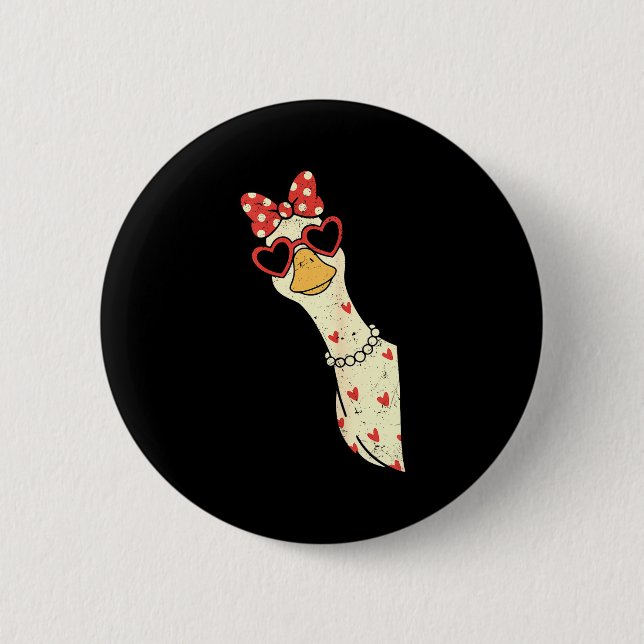 Cute Goose Xoxo Be Mine Happy Valentine's Day Wome Button (Front)