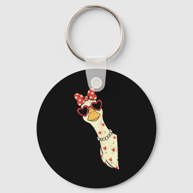 Cute Goose Xoxo Be Mine Happy Valentine's Day Wome Keychain (Front)