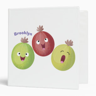 Cute gooseberry trio singing cartoon 3 ring binder