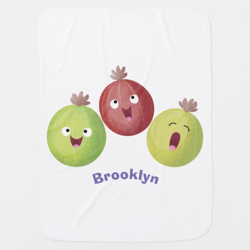 Cute gooseberry trio singing cartoon baby blanket