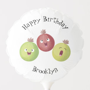 Cute gooseberry trio singing cartoon balloon