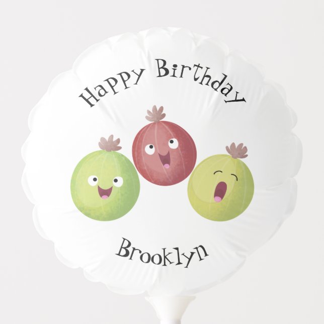 Cute gooseberry trio singing cartoon balloon (Front)