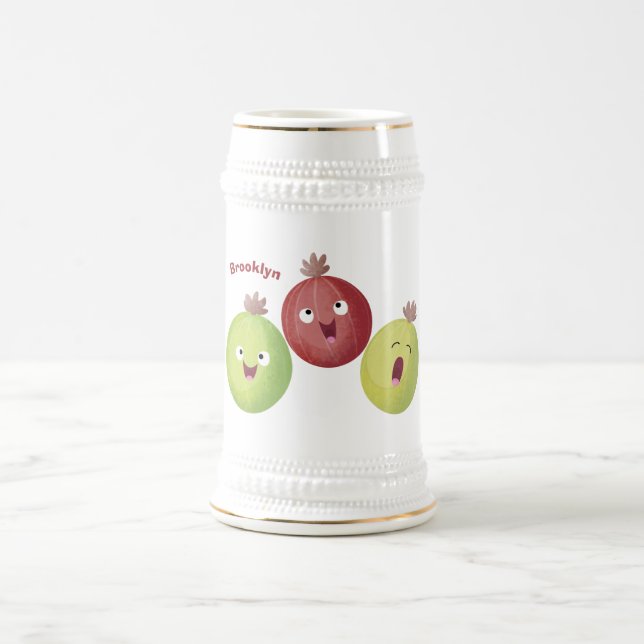 Cute gooseberry trio singing cartoon beer stein (Center)
