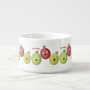 Cute gooseberry trio singing cartoon bowl