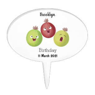 Cute gooseberry trio singing cartoon cake topper