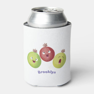 Cute gooseberry trio singing cartoon  can cooler