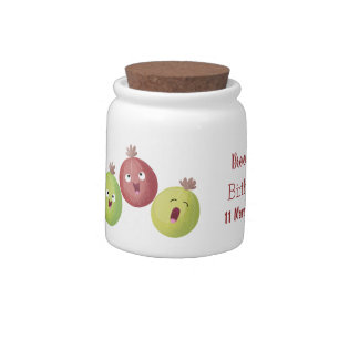 Cute gooseberry trio singing cartoon candy jar